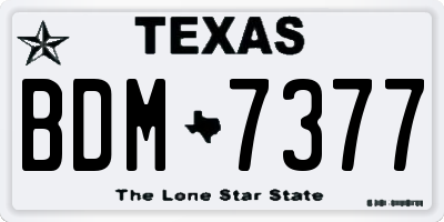 TX license plate BDM7377