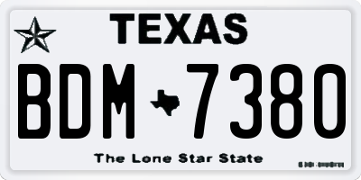 TX license plate BDM7380