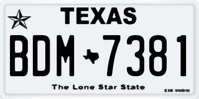 TX license plate BDM7381
