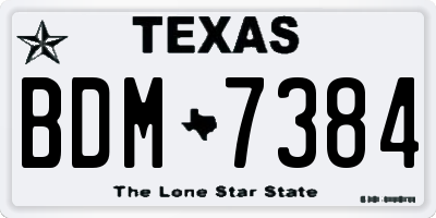 TX license plate BDM7384