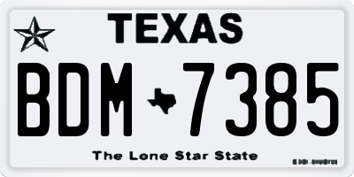 TX license plate BDM7385