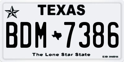 TX license plate BDM7386