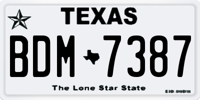 TX license plate BDM7387