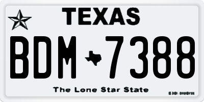 TX license plate BDM7388