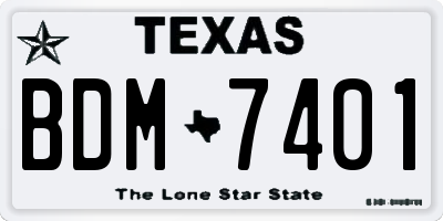 TX license plate BDM7401