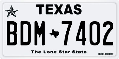 TX license plate BDM7402