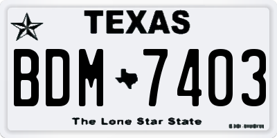 TX license plate BDM7403
