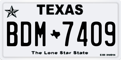 TX license plate BDM7409