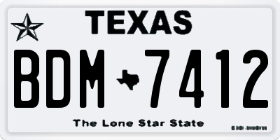 TX license plate BDM7412