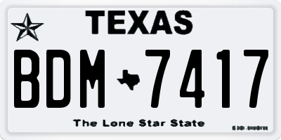 TX license plate BDM7417
