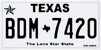 TX license plate BDM7420