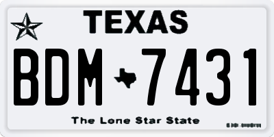 TX license plate BDM7431
