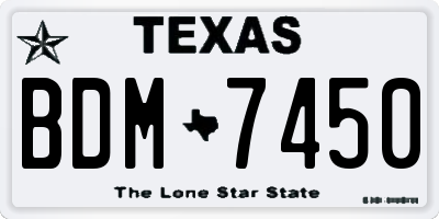 TX license plate BDM7450