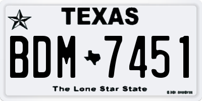 TX license plate BDM7451