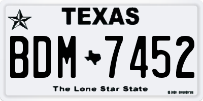 TX license plate BDM7452
