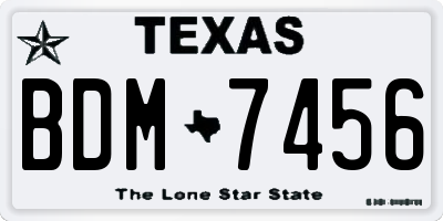 TX license plate BDM7456