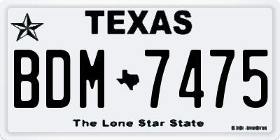 TX license plate BDM7475