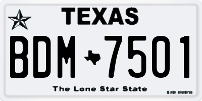 TX license plate BDM7501