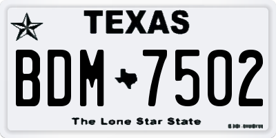 TX license plate BDM7502