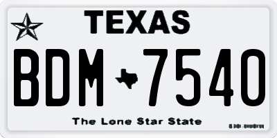 TX license plate BDM7540