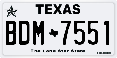 TX license plate BDM7551