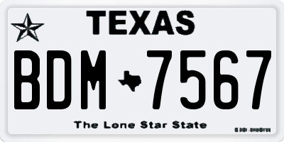 TX license plate BDM7567