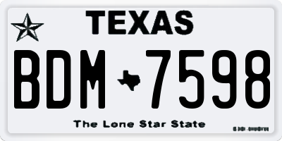 TX license plate BDM7598