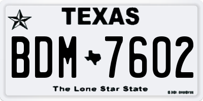 TX license plate BDM7602