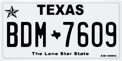 TX license plate BDM7609