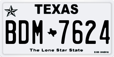TX license plate BDM7624