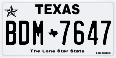 TX license plate BDM7647