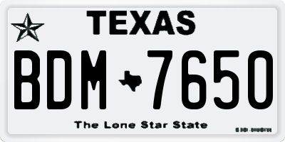 TX license plate BDM7650