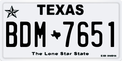 TX license plate BDM7651