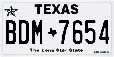TX license plate BDM7654
