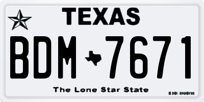 TX license plate BDM7671