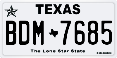 TX license plate BDM7685