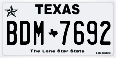 TX license plate BDM7692