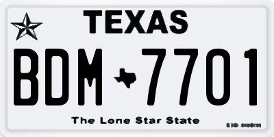 TX license plate BDM7701