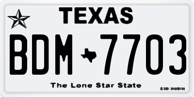 TX license plate BDM7703