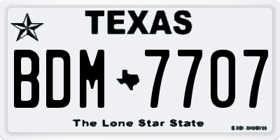 TX license plate BDM7707