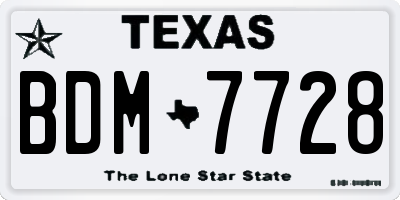 TX license plate BDM7728