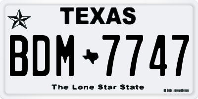TX license plate BDM7747
