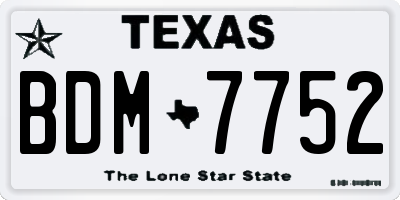 TX license plate BDM7752