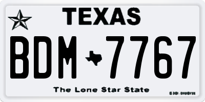 TX license plate BDM7767