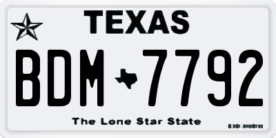 TX license plate BDM7792