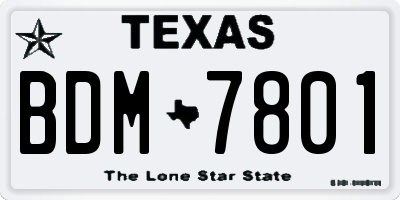TX license plate BDM7801