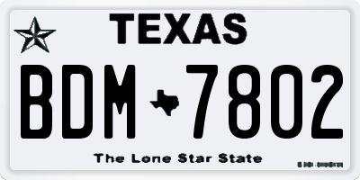 TX license plate BDM7802
