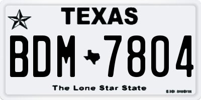 TX license plate BDM7804