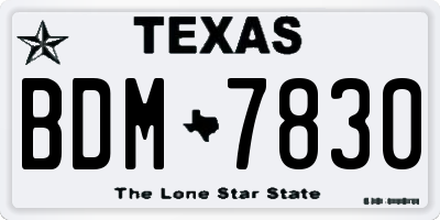 TX license plate BDM7830