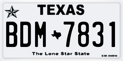 TX license plate BDM7831